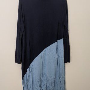 Blue color-block dress elastic bottom